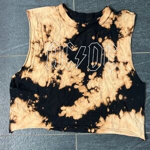 AC/DC Black & Tan Tie-Dye Cropped Muscle Tank